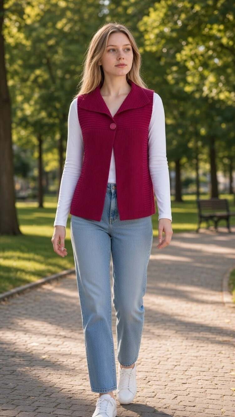 TALBOTS Sweater Knit Vest Women 100% Merino Wool One Button size L